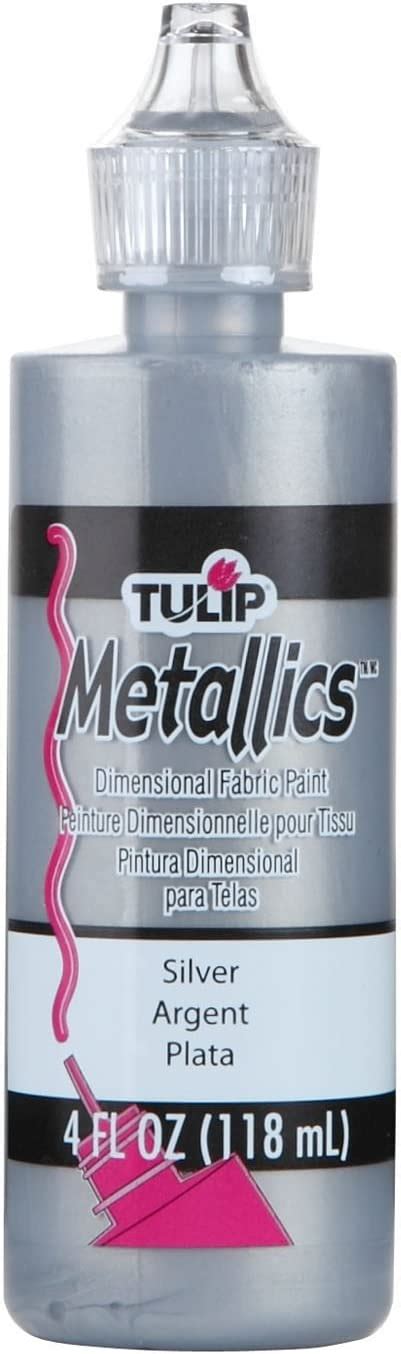 tulip 17371 dimensional fabric paint 4oz metallic silver|TULIP Dimensional Fabric Paint 17371 Dfpt 4Oz Metallic Silver, 4 .